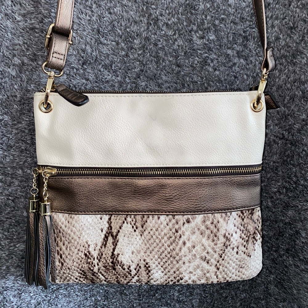 K Studio Beige and Brown Crossbody bag